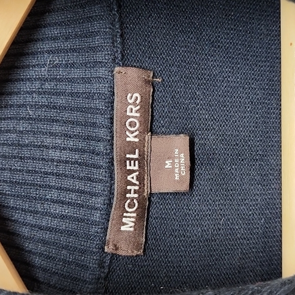 MICHAEL KORS TURTLE NECK 1/4 ZIP SWEATER DARK BLUE - Picture 5 of 5